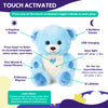 Sparky, Glow Bear - Light Up Stuffed Animal with Voice Recording, Night Light & Pre-Loaded Stories. LED Interactive Plush, Baby & Toddler Early Learning Educational Toy (Blue)